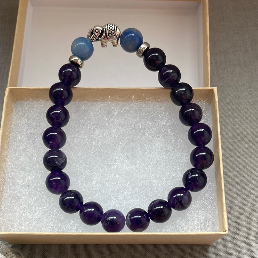 Purple Amethyst Elephant Mala Bracelet - Picture 6 of 8